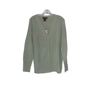 Bandolino Sweater Pullover V Neck Mint Green Women's Large NWT